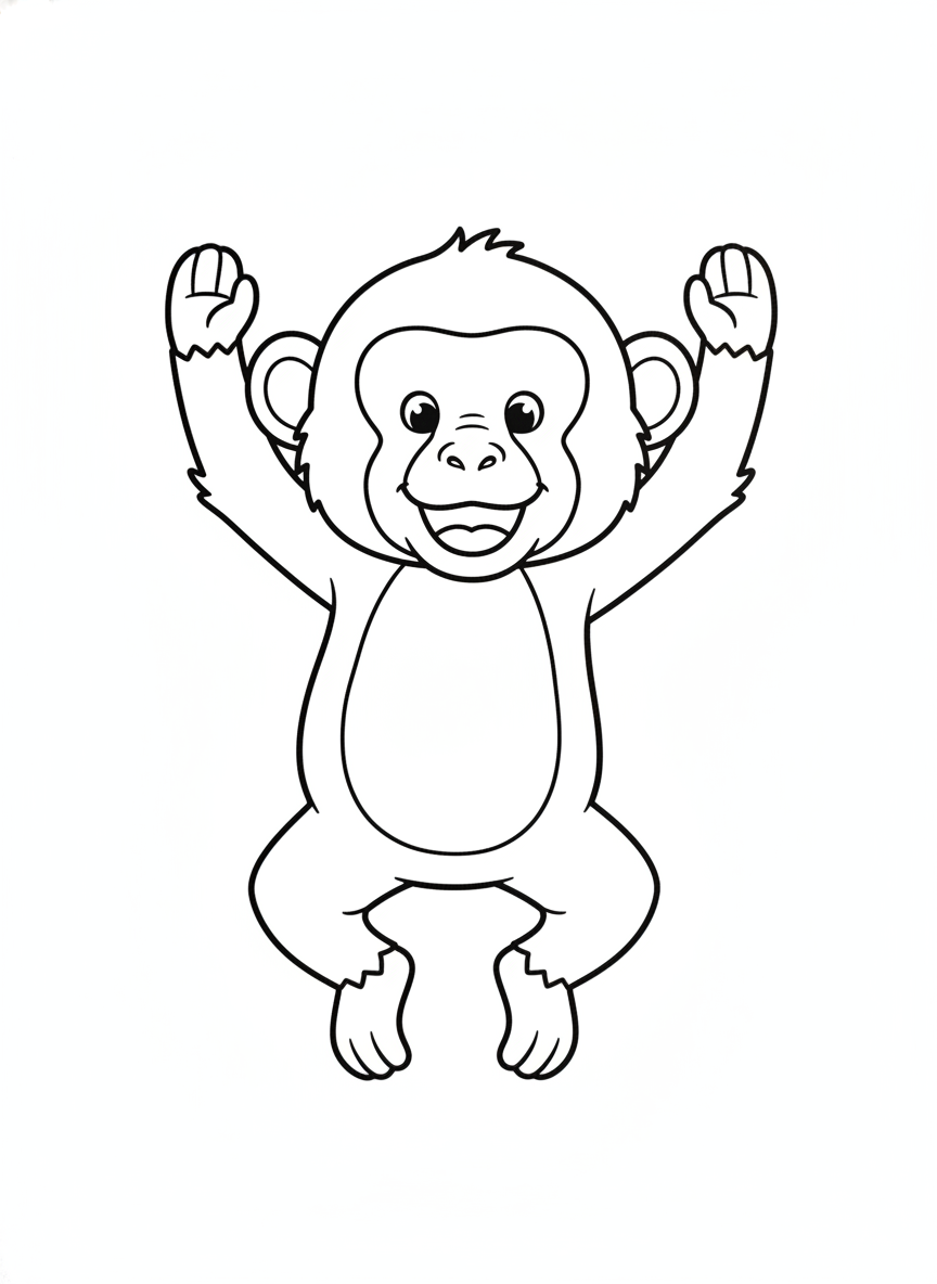 Adorable Baby Baboon Jumping Coloring Page for Kids