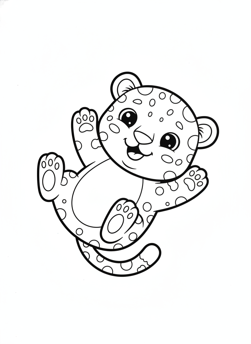 Adorable Baby Jaguar Coloring Page: Playful & Easy for Kids