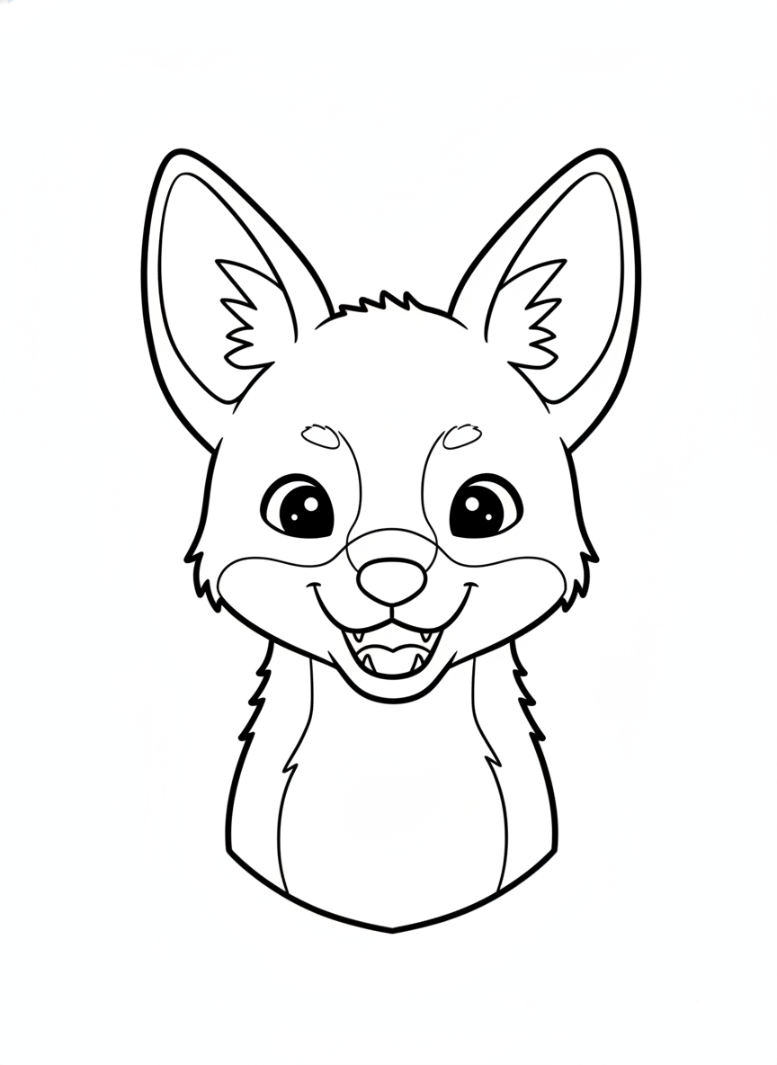Adorable Black-Backed Jackal Pup Coloring Page for Kids