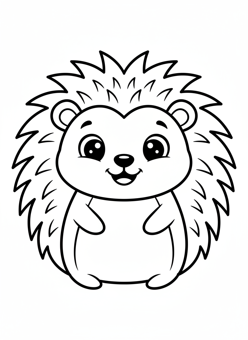 可愛刺蝟著色頁 (適合3-5歲兒童)
