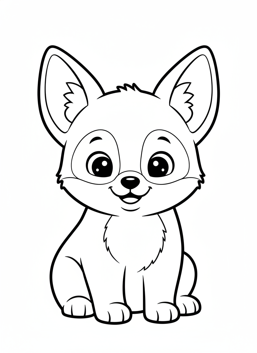 Adorable Jackal Pup Coloring Page for Kids