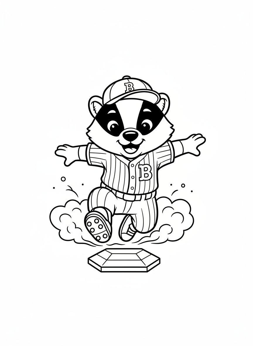 Badger Baseball Player Coloring Page