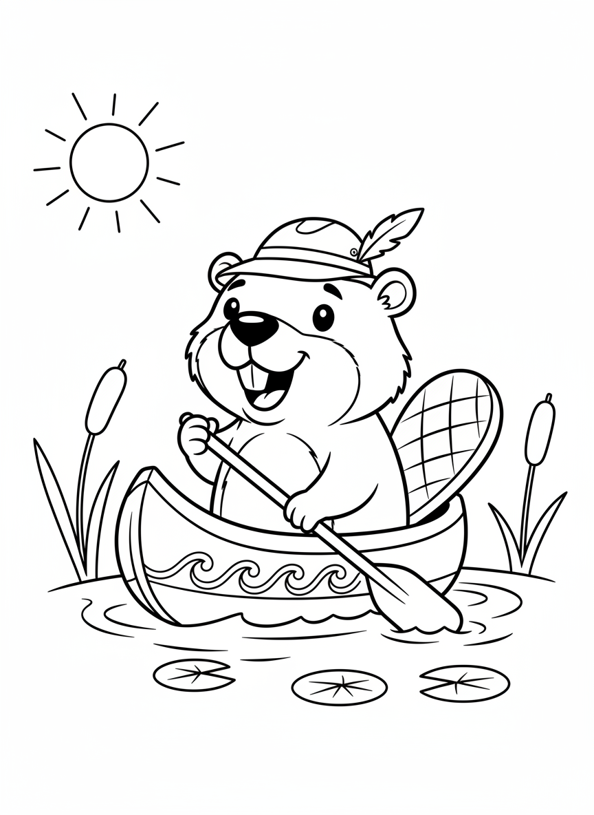 Beaver's River Adventure Coloring Page