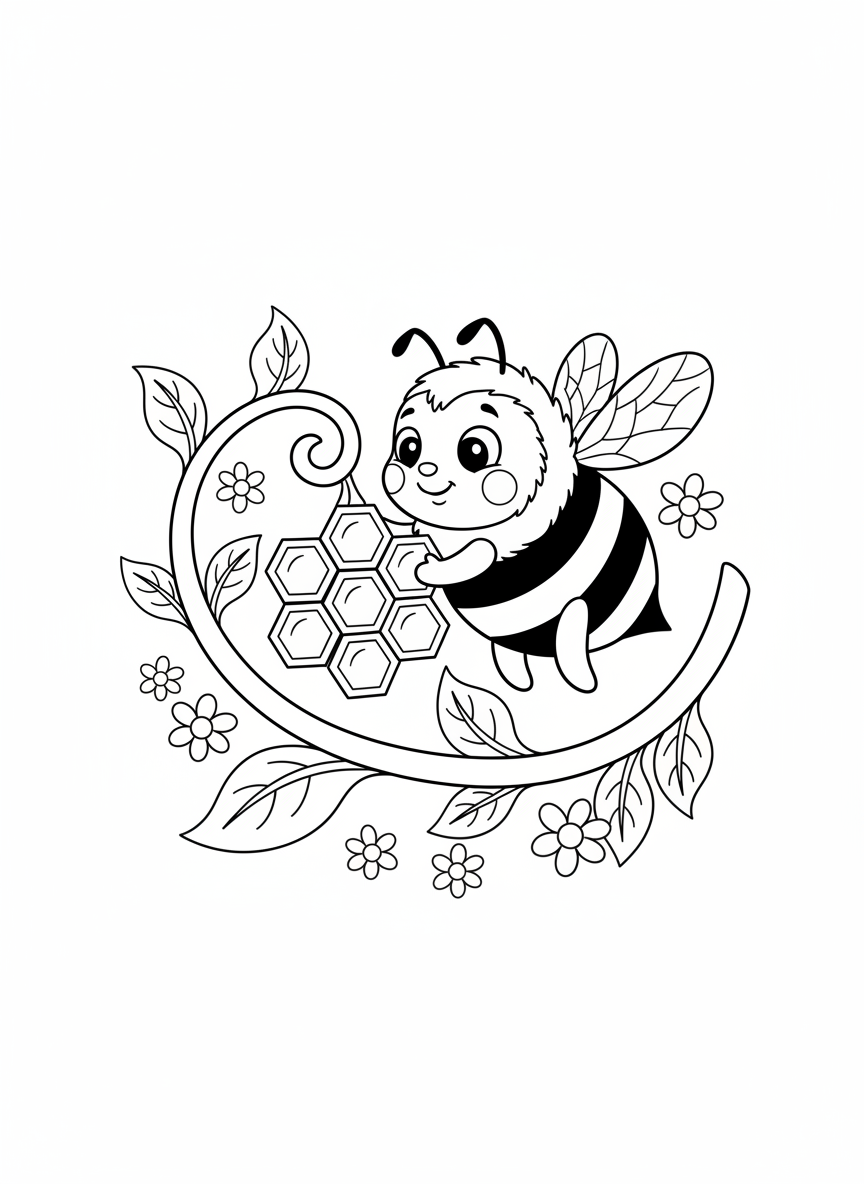Busy Bumblebee Building Nest Coloring Page