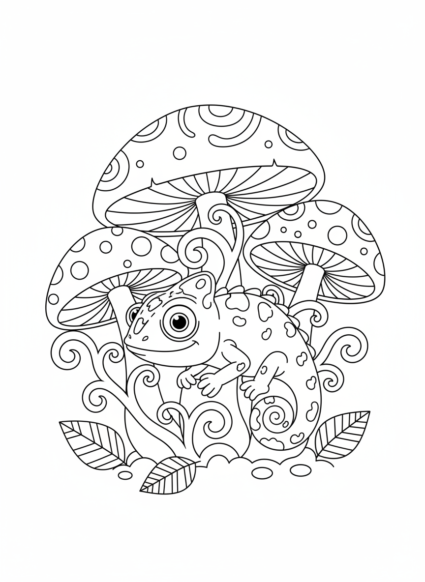 兒童變色龍捉迷藏著色頁