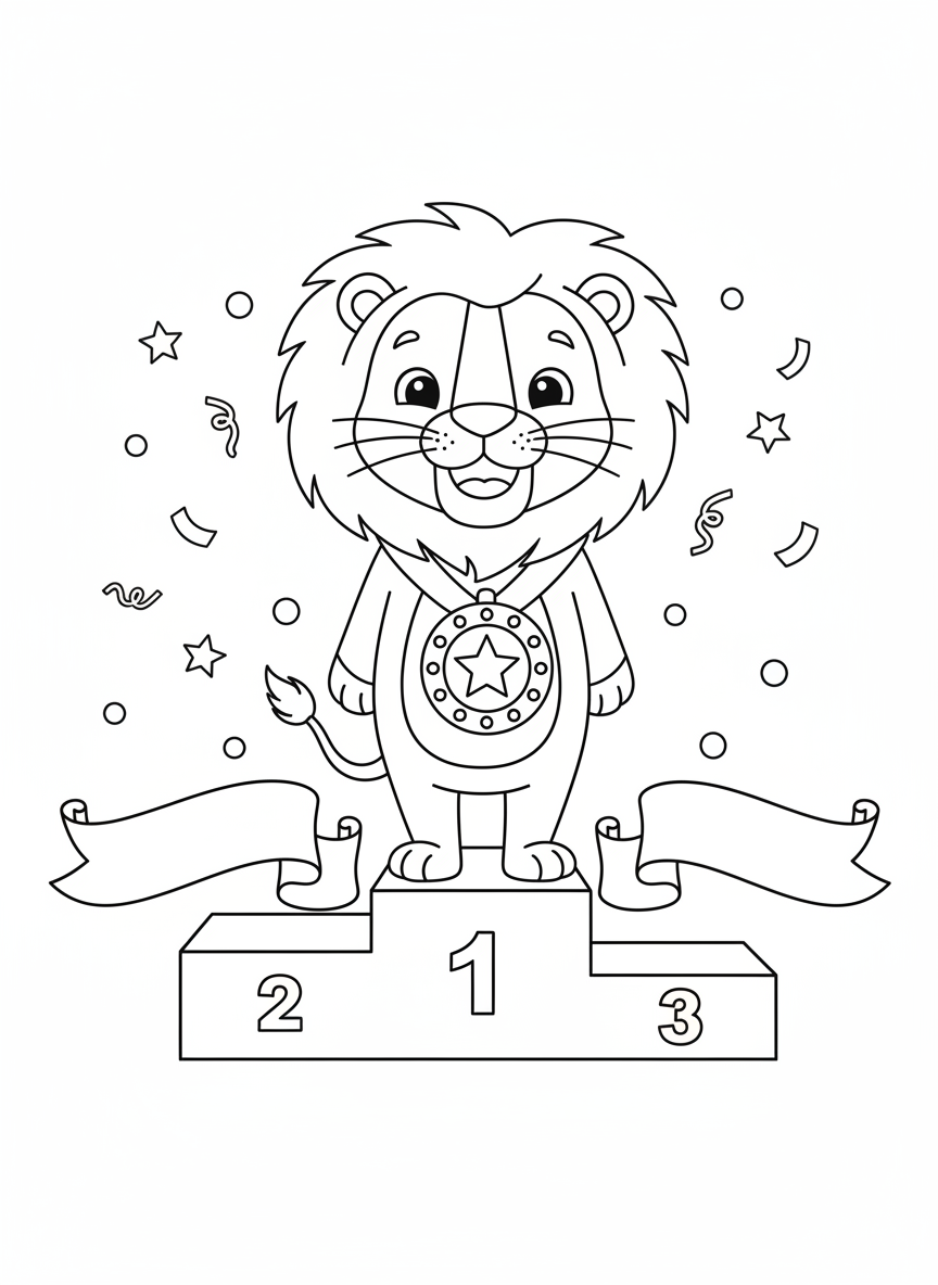 冠軍獅子著色頁