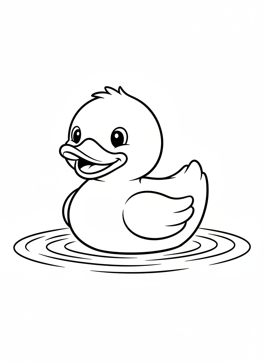 Cheerful Rubber Duck Coloring Page
