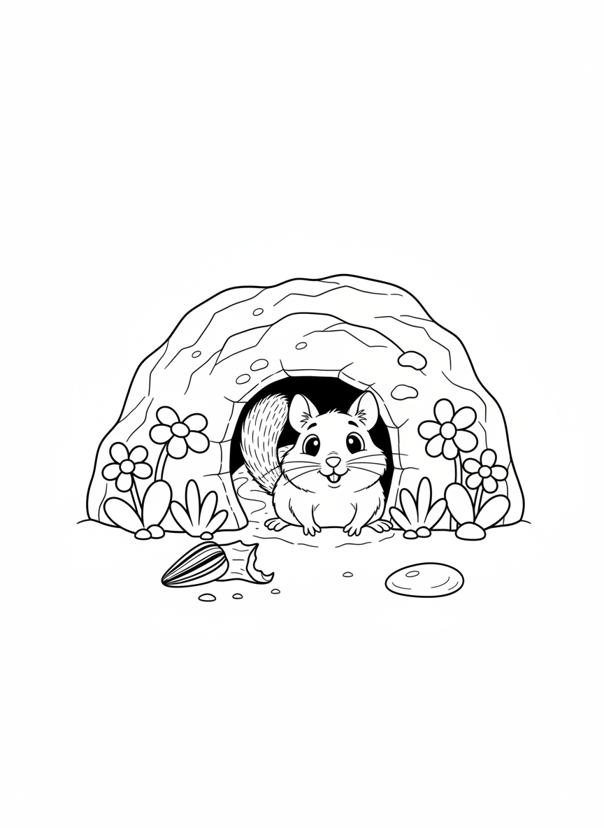 溫馨八齒鼠之家著色頁