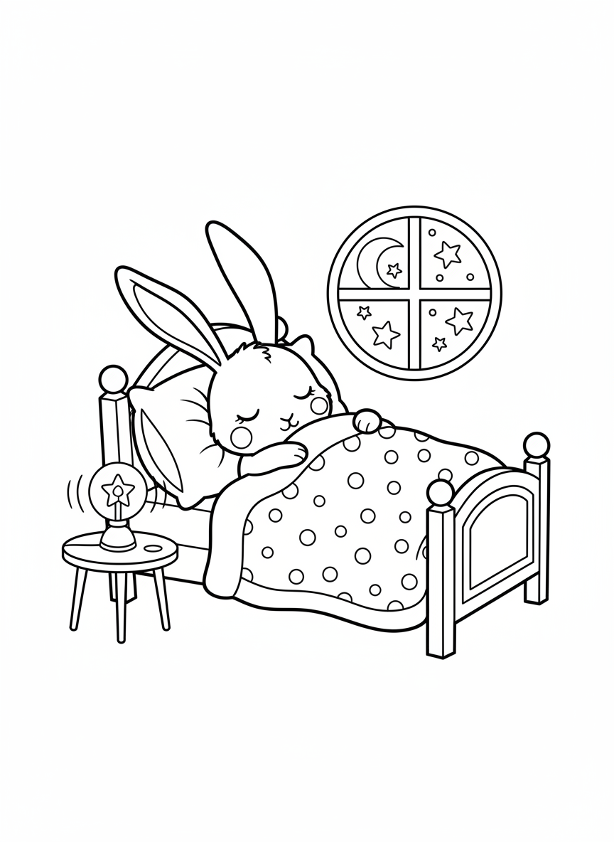 Cozy Sleeping Bunny Coloring Page