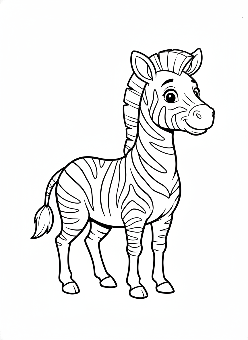 Cute Albino Zebra Coloring Page for Kids