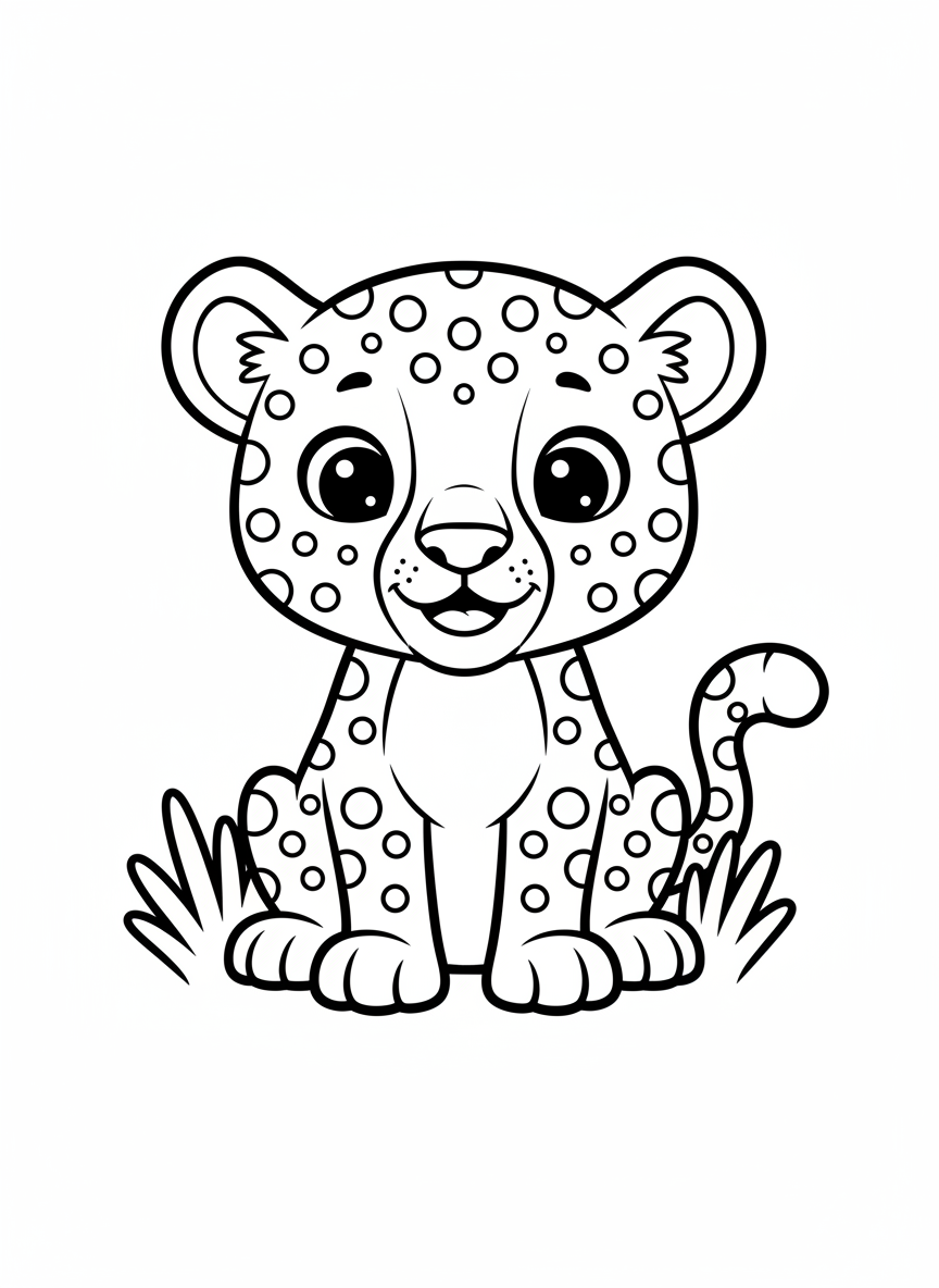 可愛小獵豹兒童塗色頁