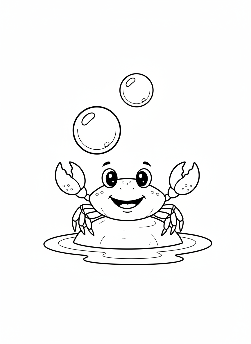 Cute Baby Crab Coloring Page for Kids