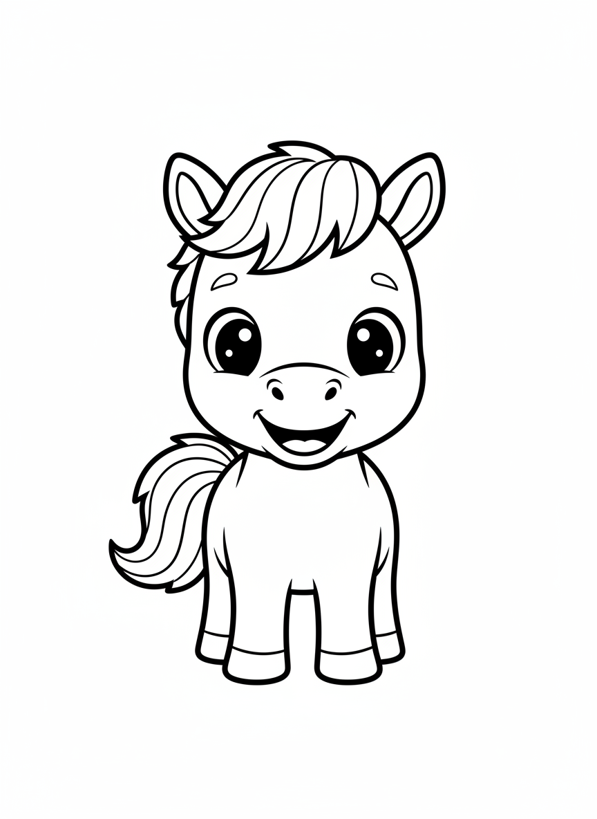 Cute Baby Horse Coloring Page for Kids