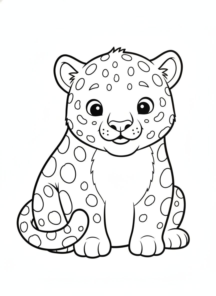 Cute Baby Jaguar Cub Coloring Page for Kids