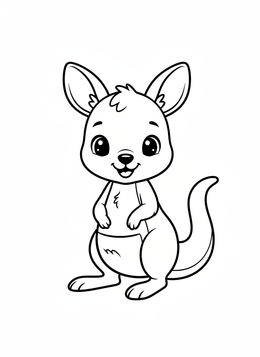 Cute Baby Kangaroo Coloring Page for Kids