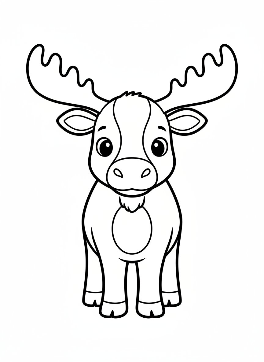 Cute Baby Moose Coloring Page for Kids