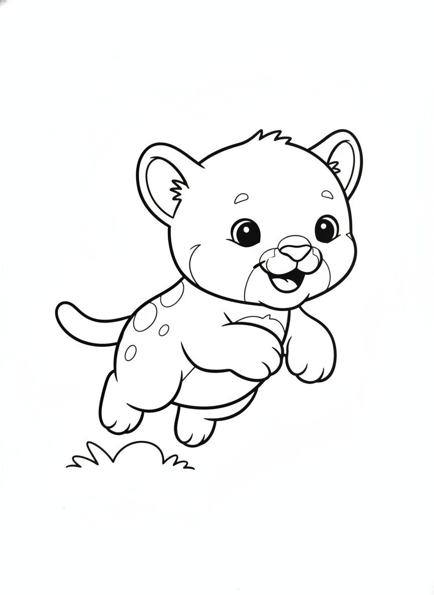 可愛小美洲獅跳躍著色頁
