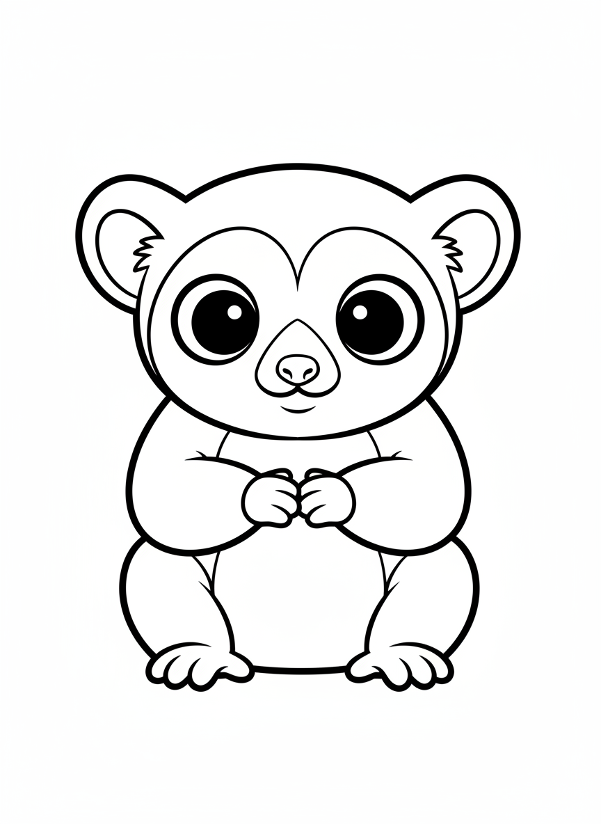 Cute Baby Slow Loris Coloring Page for Kids