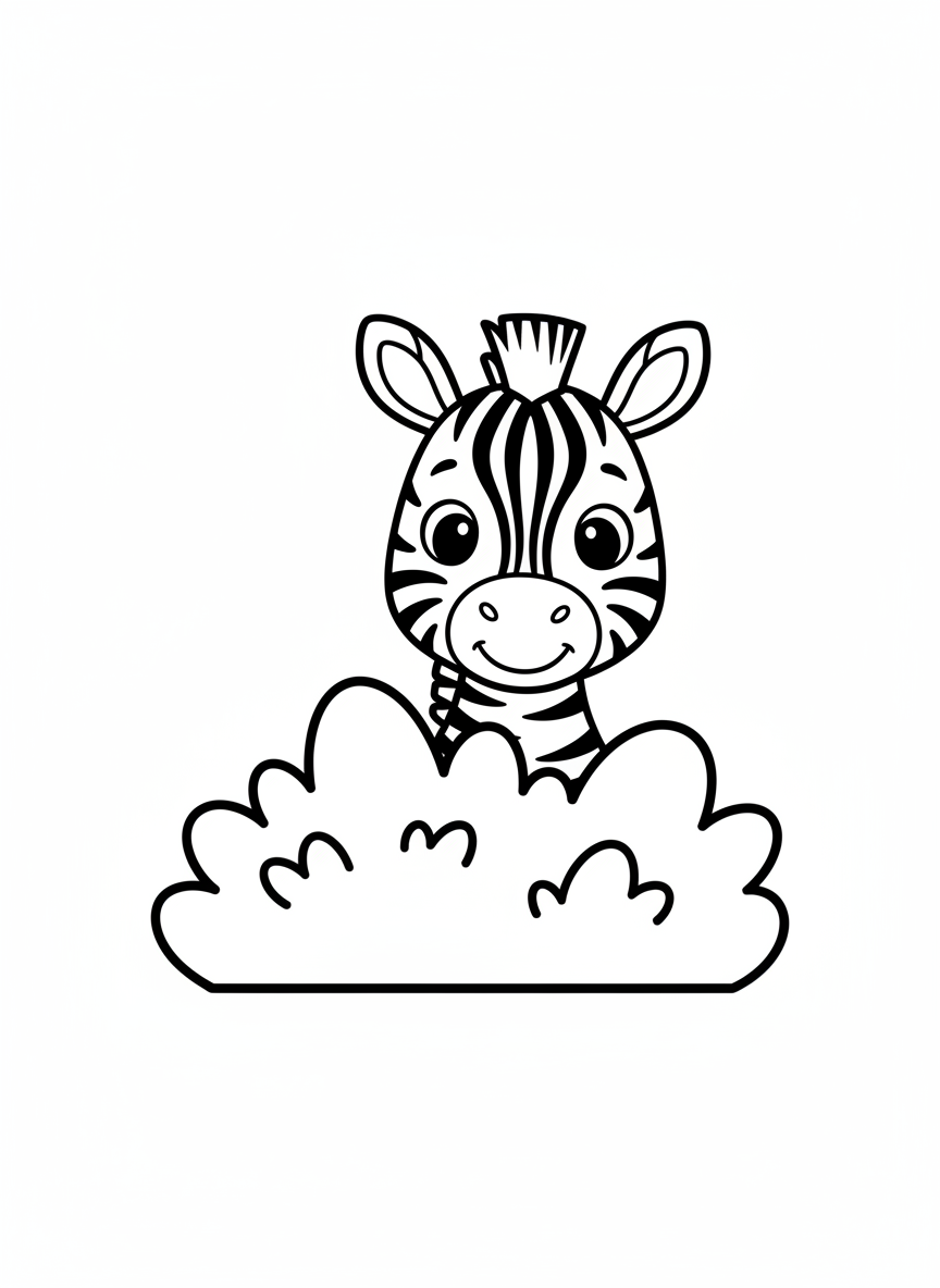 Cute Baby Zebra Peeking Coloring Page
