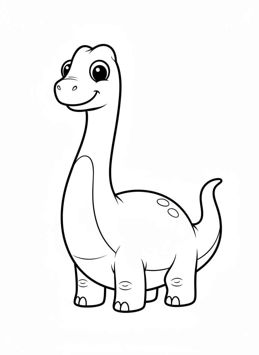 Cute Brachiosaurus Coloring Page for Kids