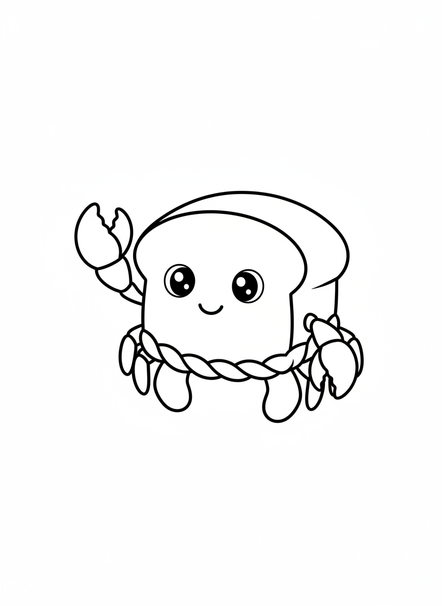 Cute Bread Crab Coloring Page for Kids