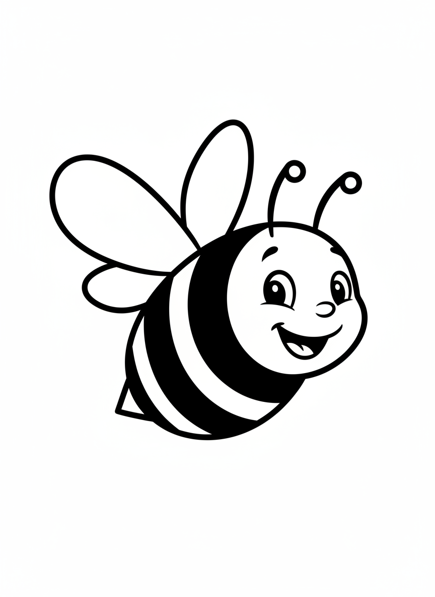 Cute Bumblebee Coloring Page for Kids
