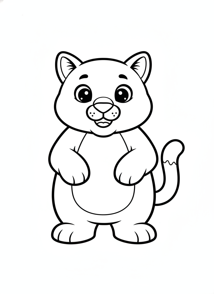 兒童可愛卡通美洲獅著色頁