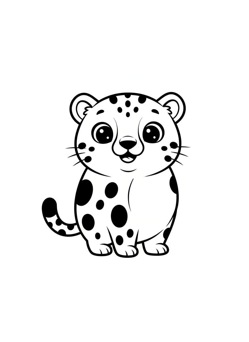 可愛小獵豹著色頁，適合兒童