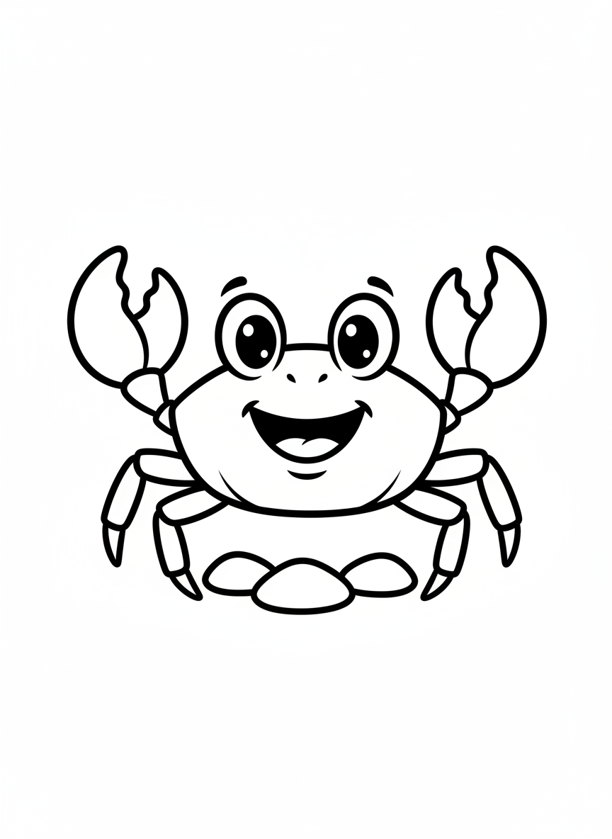 Cute Crab Coloring Page for Kids