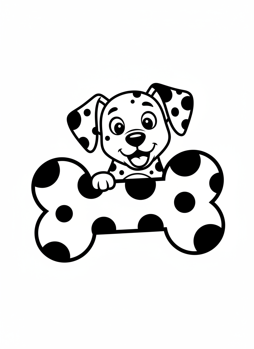 Cute Dalmatian Puppy Coloring Page for Kids