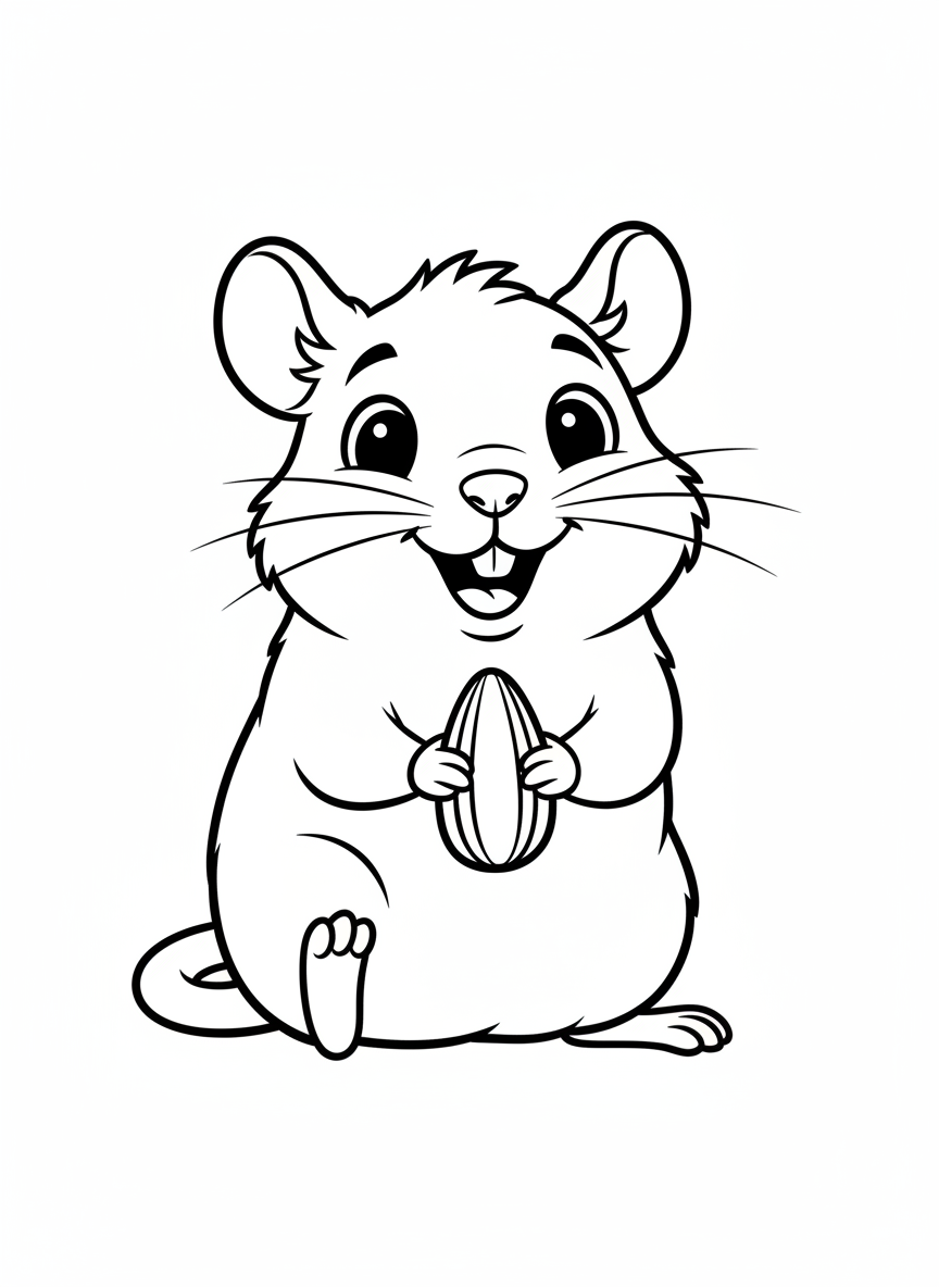 Cute Degu with Sunflower Seed Coloring Page