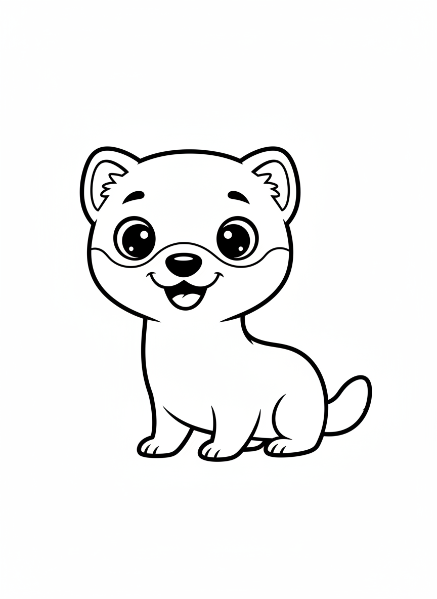 Cute European Polecat Coloring Page for Kids