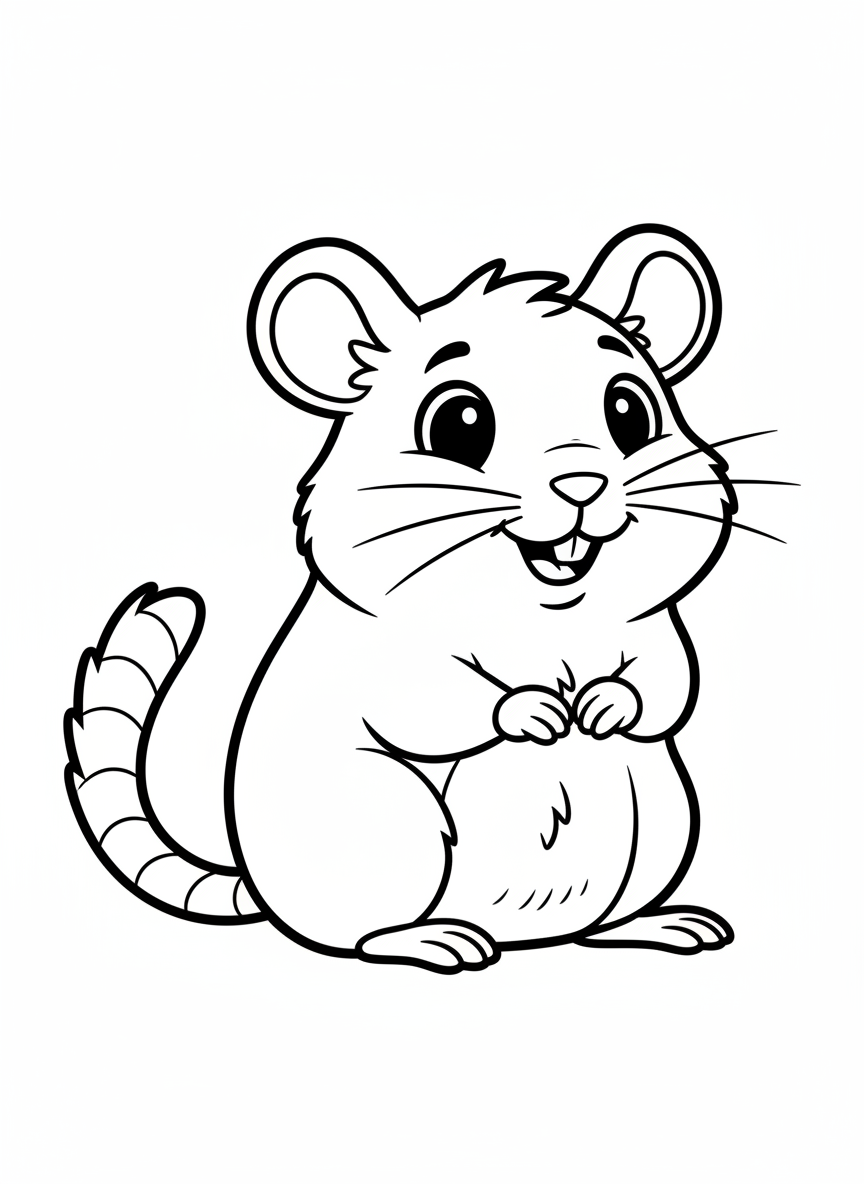 Cute Gerbil Coloring Page for Kids