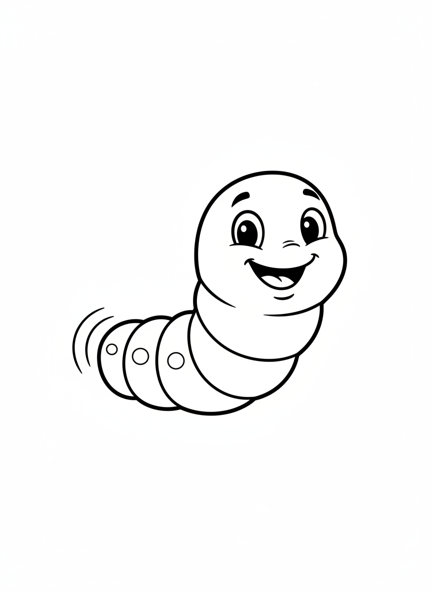 Cute Glow Worm Coloring Page for Kids