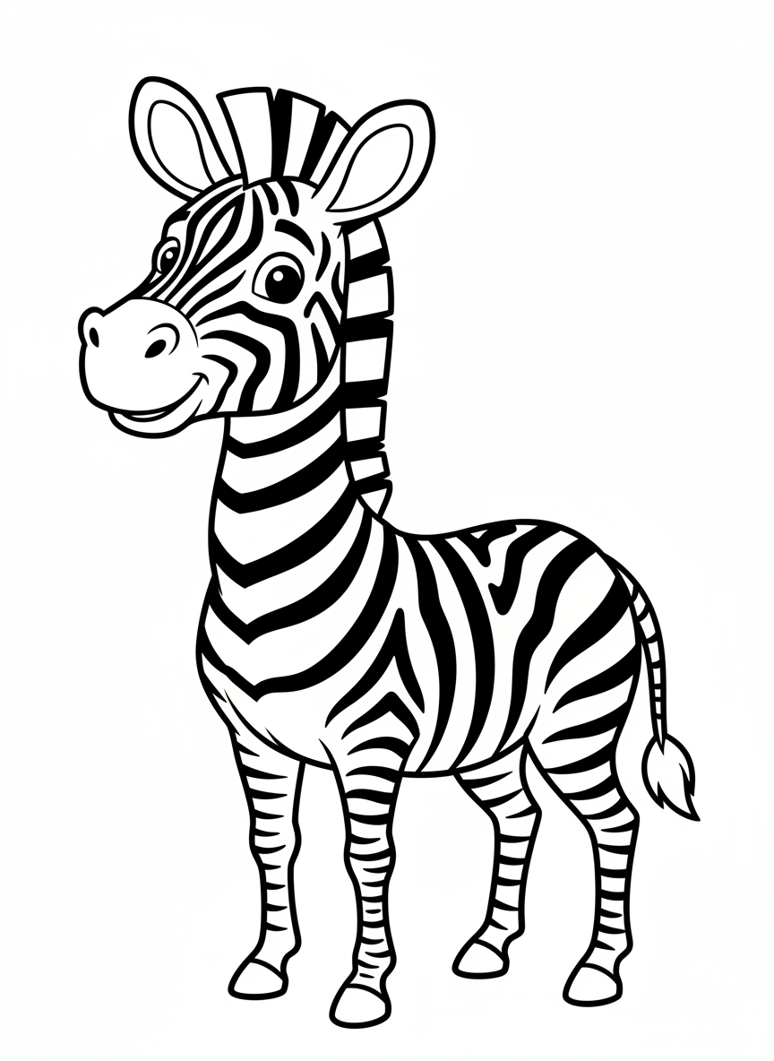 Cute Grevy's Zebra Coloring Page for Kids 3-5