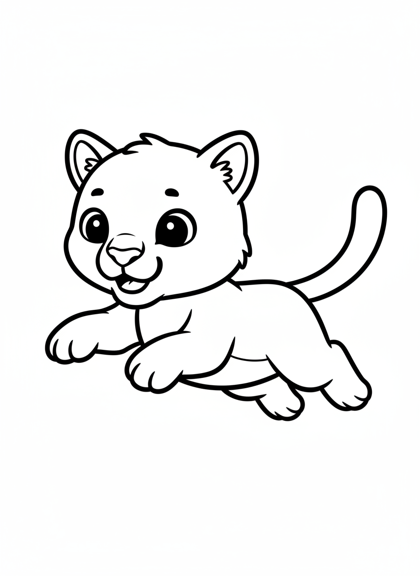 可愛美洲獅跳躍著色頁