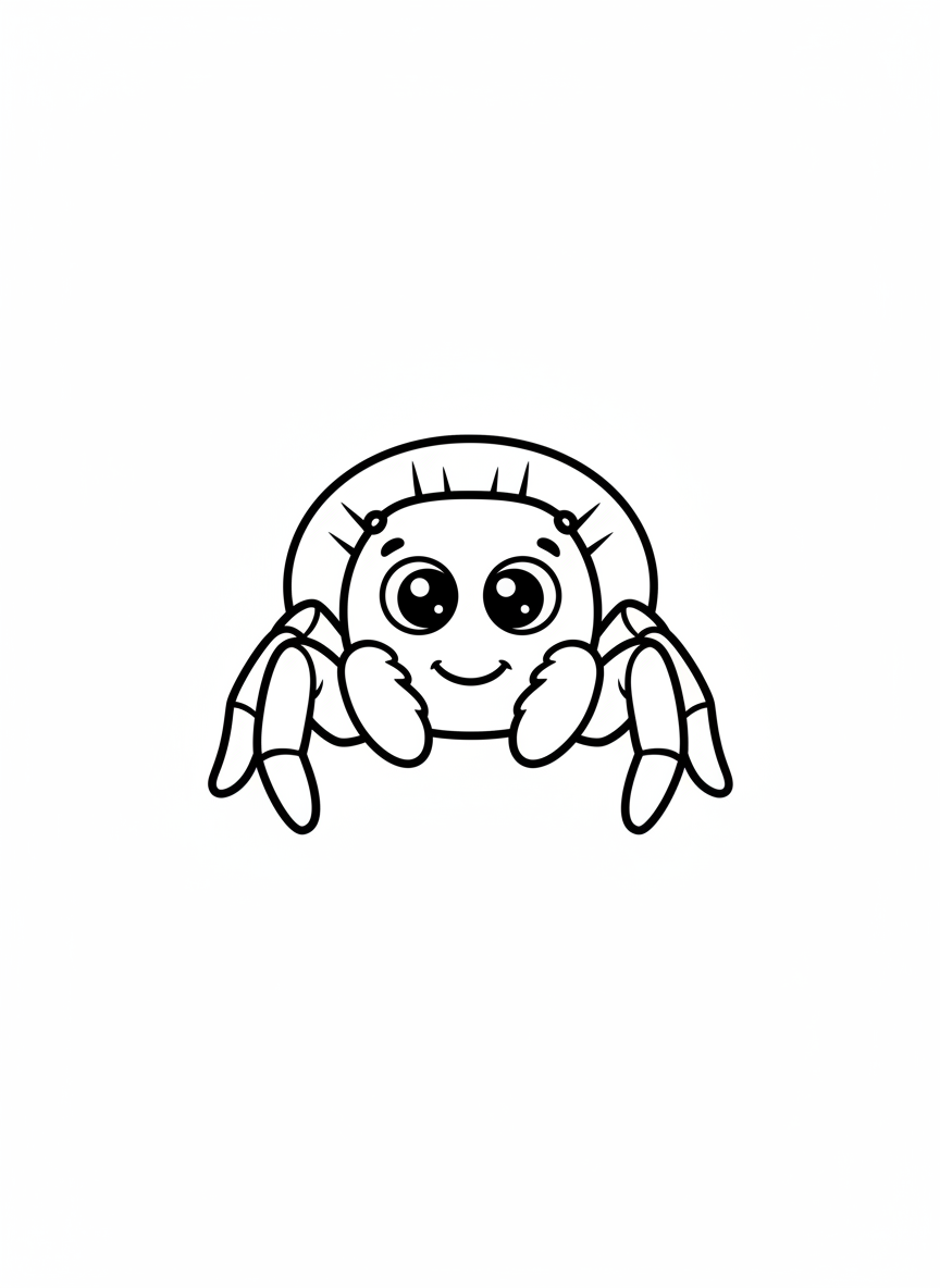 Cute Jumping Spider Coloring Page for Kids