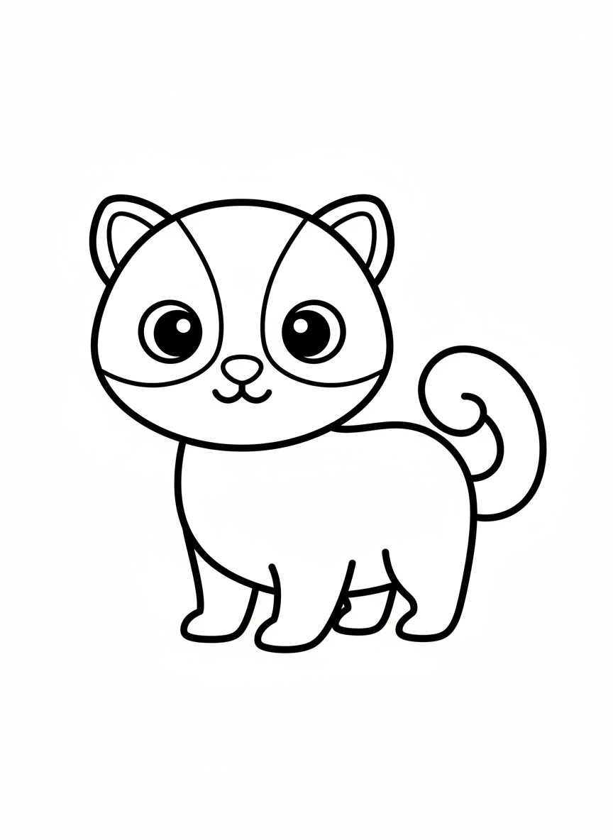 Cute Madagascan Fossa Coloring Page for Kids