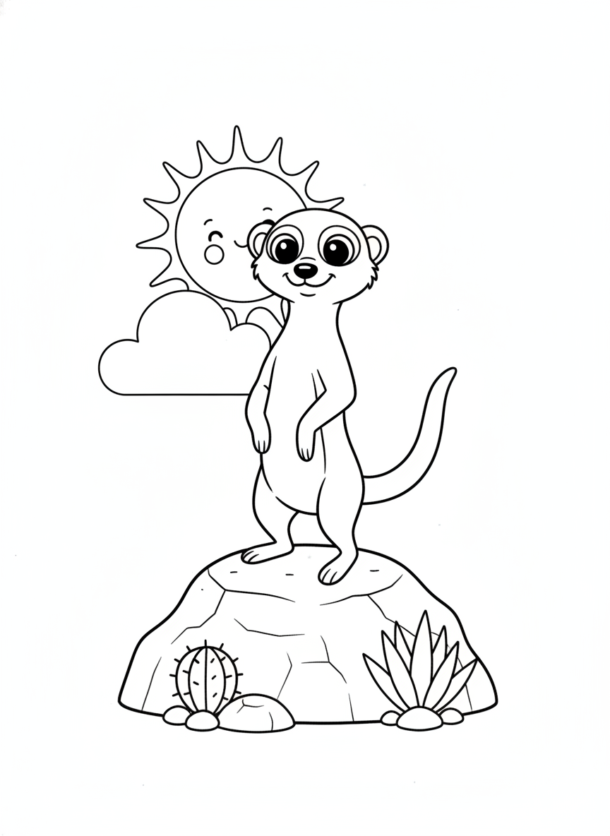 Cute Meerkat Adventure: A Fun Coloring Page for Kids