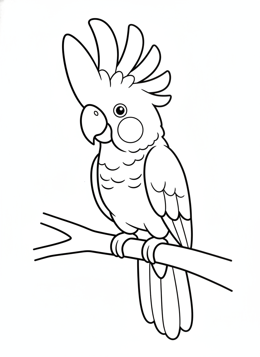Cute Palm Cockatoo Coloring Page for Kids