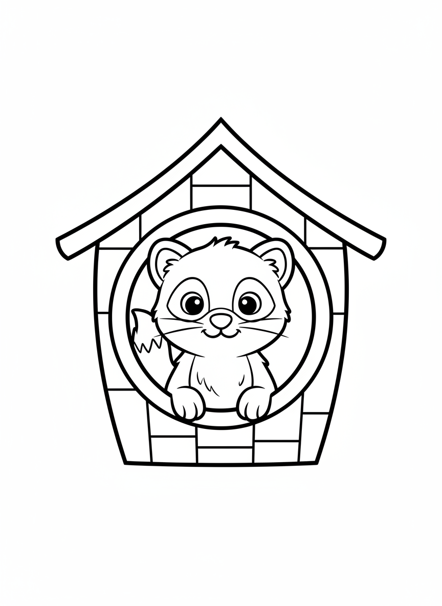 可愛松貂樹屋著色頁