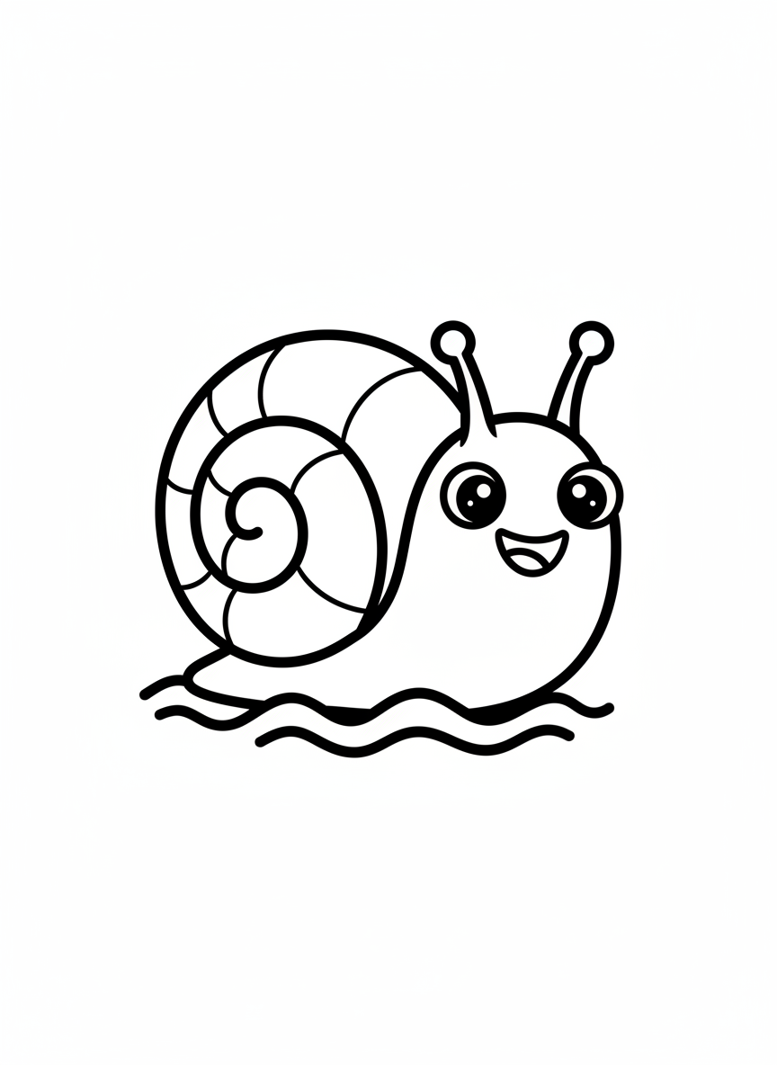 Cute Sea Snail Coloring Page for Kids