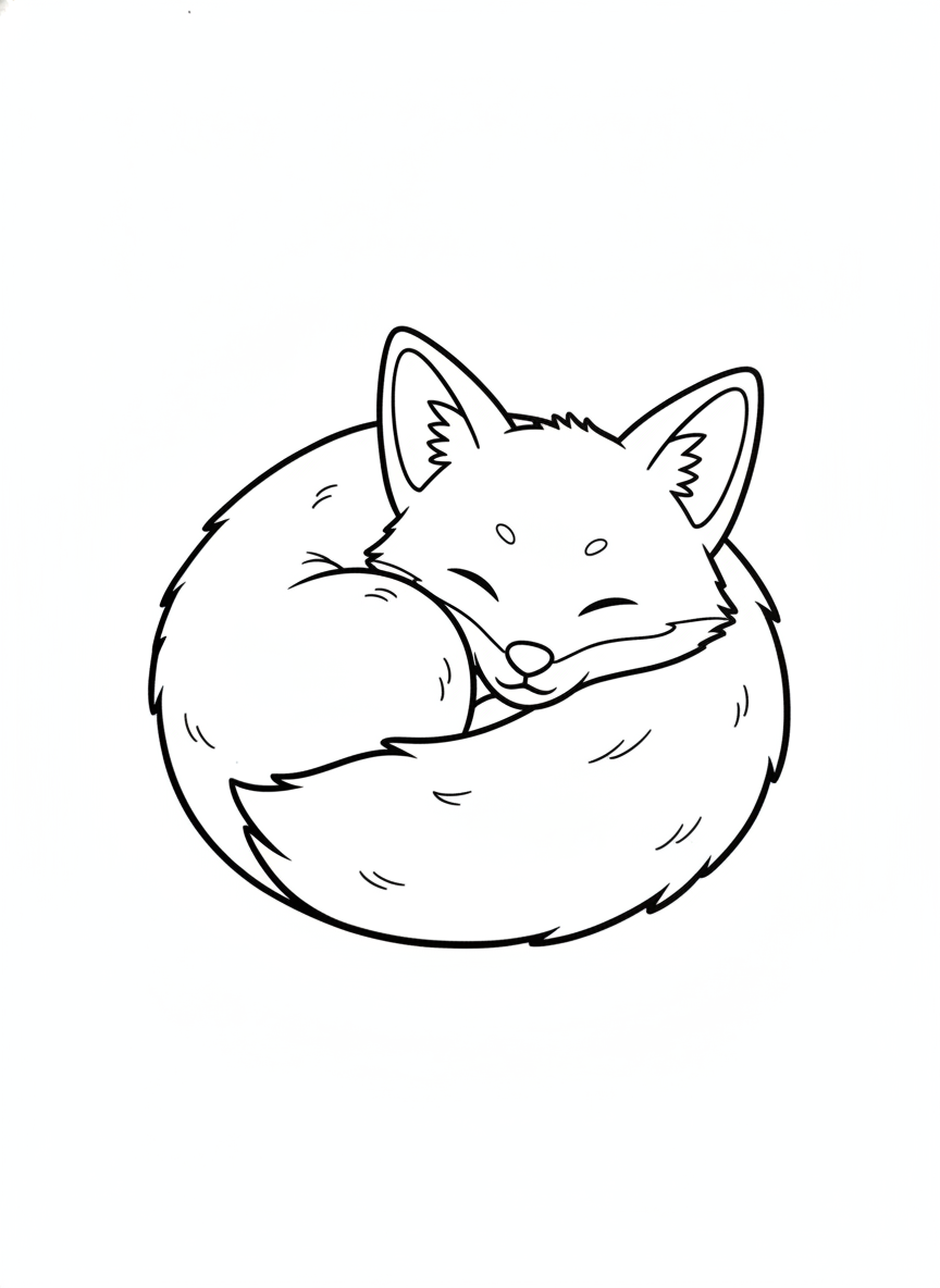 Cute Sleeping Golden Jackal Coloring Page for Kids