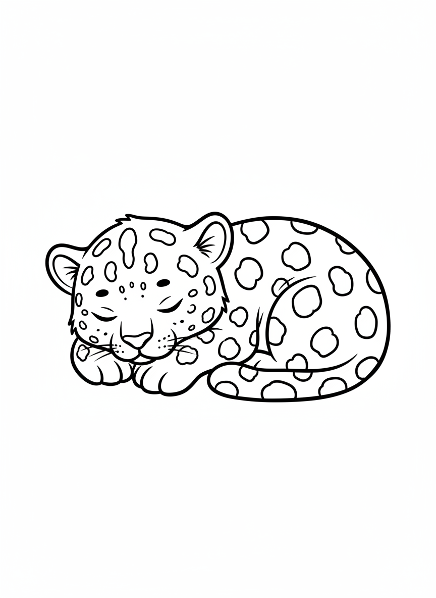 Cute Sleepy Jaguar Cub Coloring Page