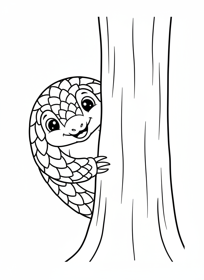 Cute Smiling Pangolin Coloring Page