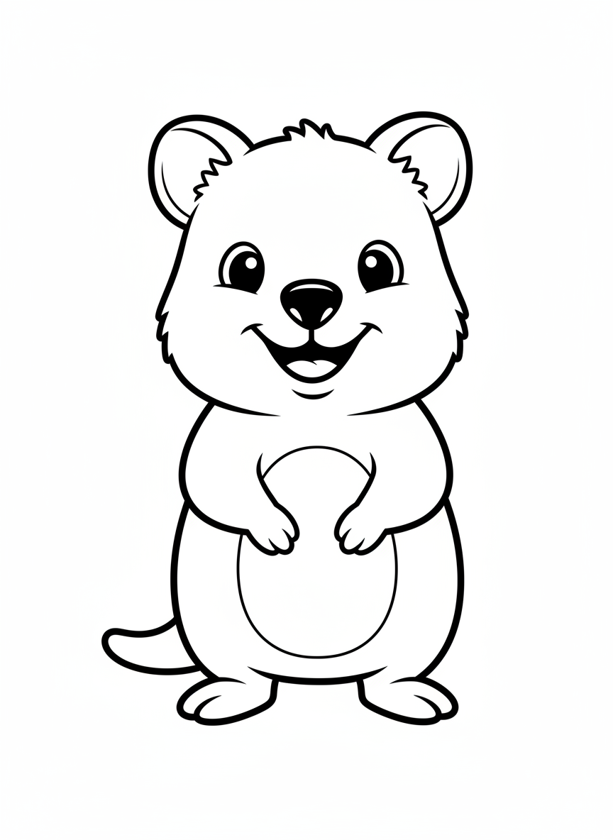 可愛微笑短尾矮袋鼠兒童塗色頁