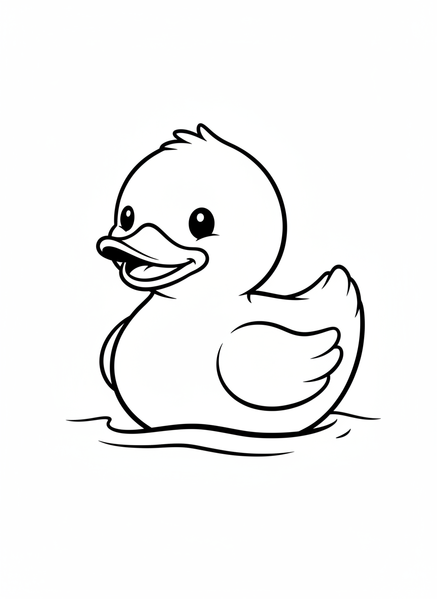 Cute Smiling Rubber Duck Coloring Page