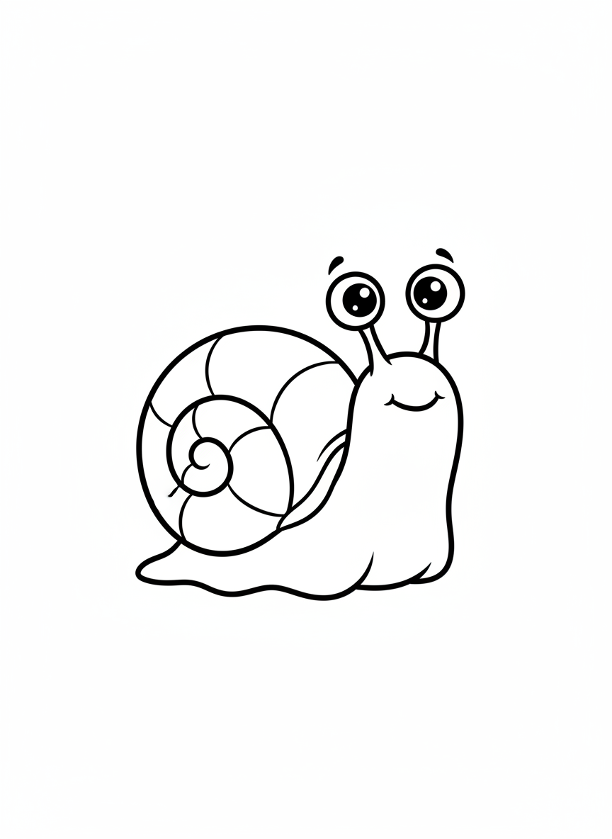 Cute Smiling Sea Snail Coloring Page for Kids