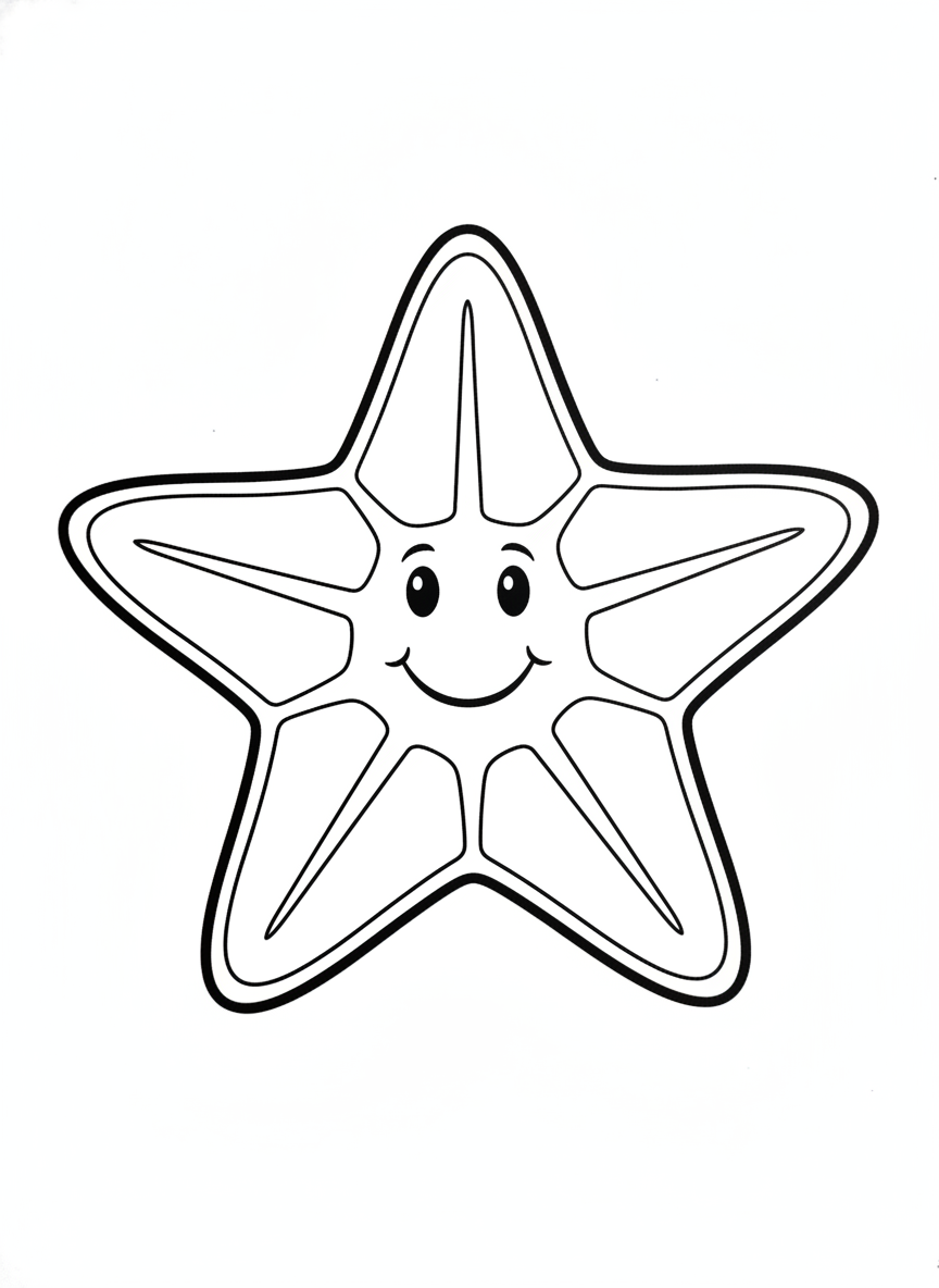 Cute Starfish Sand Painting Coloring Page for Kids