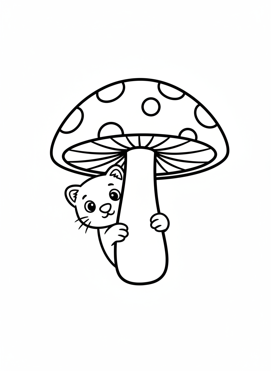 Cute Stoat Peeking Coloring Page